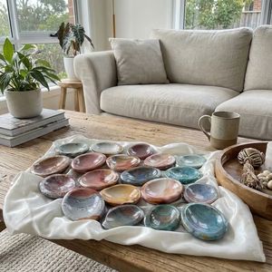 Bol en cristal naturel, bols sculptés en cristal poli, bols en jaspe océanique à vendre - Product Image 4