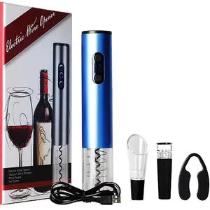 Le tire-bouchon automatique d'ouvreur de vin électrique rechargeable d'OEM/ODM contient le bouchon de vide de coupeur d'aluminium et le verseur d'aérateur de vin