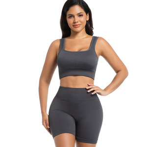 Completo Yoga Senza Cuciture a Vita Alta per <span class=keywords><strong>Donna</strong></span>, Stile Europeo e Americano, Reggiseno e Leggings Traspiranti ad Asciugatura Rapida - Product Image 2