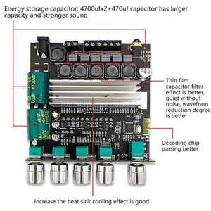 ZK-TB22 BT Board khuếch đại công suất 2.1 kênh mini không dây âm thanh kỹ thuật số amp mô-đun Loa 50wx2 100W TPA3116D2 - Product Image 5