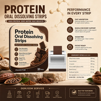 Bandes de protéines à dissolution orale sous marque privée, saveur chocolat fudge, pour la croissance musculaire et la lutte contre le stress oxydatif, film oral portable
