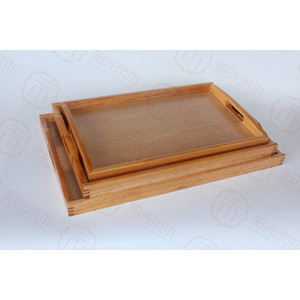 ชุดถาดเสิร์ฟไม้เนื้อแข็ง 3 ขนาด พร้อมหูจับ สำหรับเสิร์ฟชา กาแฟ ผลไม้ในโรงแรม - Product Image 3