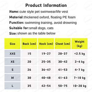 प्यारा डिज़ाइन पालतू स्विमवीयर डूबने से बचाने वाला वाटरप्रूफ हाई फ्लोटिंग डॉग कैट लाइफवेस्ट पालतू कपड़े - Product Image 6