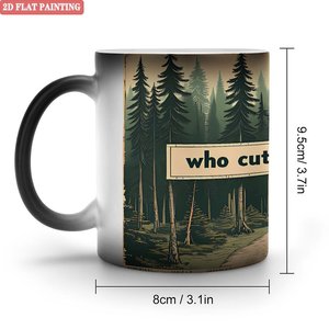 Custom Printed Blank Mug Frosted Black 11oz <b>Ceramic</b> Heat Sensitive <b>Cup</b> - Product Image 1