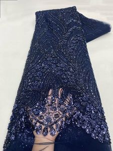 NI.AI Nuovo Design Tessuto Ricamato con Motivi Simmetrici, Pizzo in Rete con Paillettes e Perle, Tessuto in Pizzo con Paillettes - Product Image 2