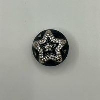 Kancing Bintang Kristal Lapis Ganda, Kancing Lima Titik Berlapis Enamel Hitam dengan Rhinestone Perak untuk Hiasan Pakaian Kasual dan Luaran
