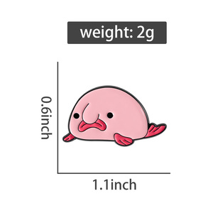 Broches en émail en forme de poisson Blobfish rose de dessin animé, mignonnes, kawaii, animaux étranges, broche pour revers, sac à dos, badge, bijoux, cadeau, vente en gros - Product Image 6