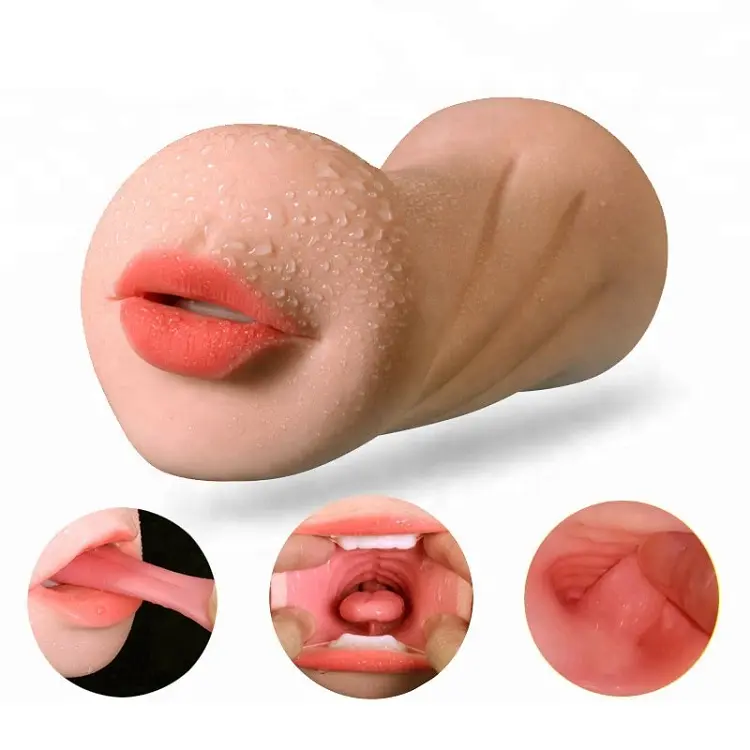 Ücretsiz hediye gerçekçi Oral Masturbator kupası yapay vajina kedi boğaz dil seks oyuncakları