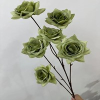 Hochwertige, realistische, handgefertigte einzelne rosa und rote Seidenrosen (6 Blütenköpfe) als künstliche Blumen für Hochzeitsdekorationen und Muttertag – Großpackung