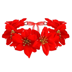 Couronnes de Noël en tissu et <span class=keywords><strong>fleurs</strong></span> artificielles, avec fruits rouges, pour filles et femmes, idéales pour les fêtes et mariages - Product Image 4