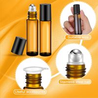 Flacon roll-on en verre ambré pour huiles essentielles, rechargeable, anti-fuite, résistant aux UV, pour parfum, brillant à lèvres, voyage