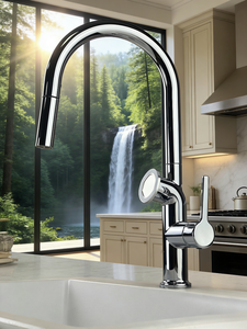 Robinet magnétique SUS304 neuf avec support de corps, mode de sortie d'eau double fonction, robinets extractibles, ensemble d'évier de cuisine avec robinet de pluie - Product Image 2