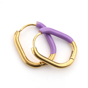 Pendientes Huggie de Aleación de Zinc Geométricos Chapados en Oro de 18k Cinco Colores Joyería de Moda Unisex - Product Image 5