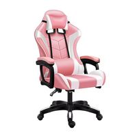 Chaise de jeu moderne en acier inoxydable pour salle de jeux ou bureau, avec fonctions pivotantes et extensibles, hauteur réglable, base en nylon, revêtement en PU