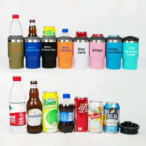 Wholesale 14oz Beer Can Blank In Bulk Holder Blank Sublimation 4 In 1 Drink Double Walled Stainless Steel Metal Can Cooler