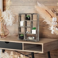 Étagère de rangement multi-fentes en bois rustique Cube affichage 9 compartiments boîte d'ombre étagère murale pour Collection décor de ferme