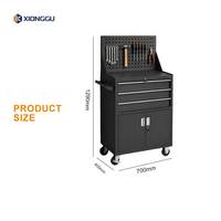 Coffre à outils mobile pour mécanicien avec dessus en panneau perforé, tiroirs verrouillables, armoire roulante en acier pour garage et atelier