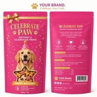 Sacs d'emballage alimentaire personnalisés avec logo pour friandises pour chiens, sacs Mylar à fenêtre étoile refermables avec fermeture éclair, pochettes verticales pour anniversaire de chien