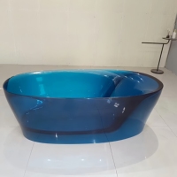 Baignoire autoportante ovale de luxe en résine pure transparente comme du cristal, capacité de 60 gallons, écologique, garantie 5 ans, pour intérieur