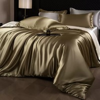 Parure de lit de luxe moderne en polyester tissé, couleurs unies, ensemble draps et housse de couette, 300 fils/cm², toutes saisons