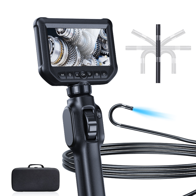 Portable Articulated Borescope Inspect Camera 4.3Inch 8LED IP67 2-Way 360° Professional Steering Industrial Sewer Pipe Endoscope