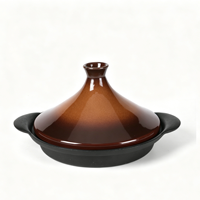 Tajine en fonte à surface ondulée, antiadhésif, pour braiser et griller, avec poignées double face, compatible induction, gaz et électrique