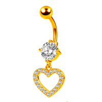 Acier chirurgical Argent Coeur Ventre Anneaux Bijoux Romantique Brillant Piercings Sourcils Courbe Barbell Piercing