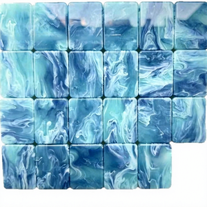 Jeu de tuiles de mahjong américain en plastique sur le thème de la sirène de l'océan bleu Plum Panda, style plage, avec pieds pliables pour 4 joueurs - Product Image 5