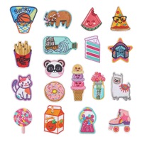 Patchs en tissu de broderie d'animaux de dessins animés Frites et vase écologiques Motifs à repasser pour vêtements