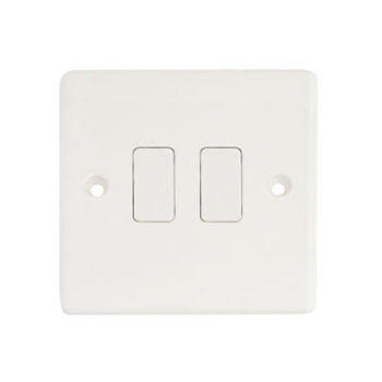 VNX Factory Price White Color Bakelite Material Electric Switch 2 Gang 1/2Way 250 V 10A Wall Switch for Home/Hotel/Office