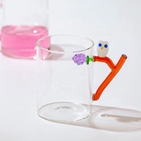 Mug en verre borosilicate GLEAM personnalisé avec poignée en forme de fleur 3D, résistant à la chaleur, 400 ml+, sans BPA, anti-fuite, unisexe, pour café, micro-ondes