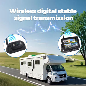 <span class=keywords><strong>7</strong></span> Zoll Kabelloses 4-Kanal-Fahrzeug-Quad-Split-Screen-Monitor BSD-Alarmsystem 2,4GHz Rückfahrkamera Wasserdichtes LKW-Totwinkel-Kit - Product Image 5