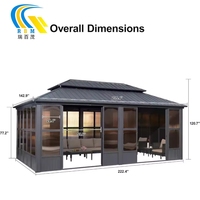 Pavillon des quatre saisons extérieur Sun-room Toit en acier galvanisé Cadre en aluminium Design victorien Maison en verre coulissante Moulure polygonale