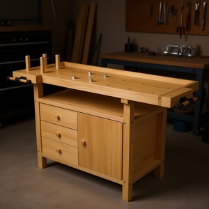 Banc de travail en bois 12 pouces x 4-3/4 pouces avec jeu de pinces à barre pour garage, atelier, bancs de travail domestiques - Product Image 2