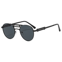 Lunettes de soleil premium, lunettes de soleil à branches à ressort, lunettes de soleil circulaires, protection UV400, lunettes de soleil tendance, nouveautés, lunettes de soleil en métal, steampunk