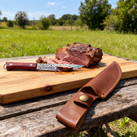 Couteau de camping traditionnel multifonctionnel pratique Chef Star Fait à la main Manche en bois Acier inoxydable Lame de 90 mm Haute affûtitude