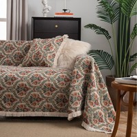 Housse de canapé épaisse en jacquard vintage de style ethnique résistante aux griffures de chat, une seule pièce, pour salon
