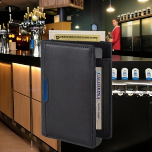 Ultra-Thin Men's Leather <b>Wallet</b> with RFID Shield Minimalist Vintage Style Double Fold <b>Small</b> Clip Polyester Lining for Leisure - Product Image 2