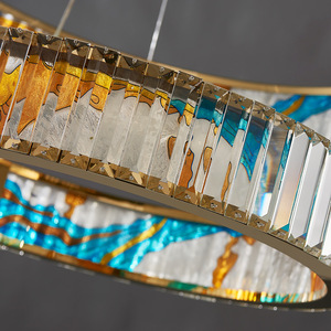 Lámpara Colgante LED E26 con Acabado Dorado, Cristal, 3500K Blanco Cálido, Altura Ajustable, Regulable, 5 Años de Garantía, para Sala de Estar - Product Image 3