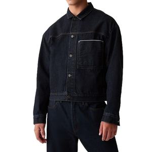 New Fashion Trend High Quality Autumn Winter <b>Soft</b> Black <b>Denim</b> Jacket Vintage Skinny <b>Jeans</b> Custom <b>Denim</b> Jacket Suit - Product Image 2