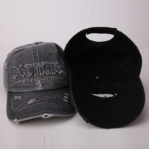 Gorra de béisbol vaquera desgastada rota con logotipo personalizado de alta calidad al por mayor de fábrica, gorra vaquera de papá sin estructura de 6 paneles - Product Image 2