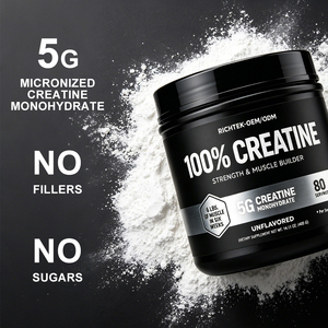 Richtek Creatina Monohidrato Micronizada en Polvo 400g Sin Sabor, Suplemento para el Desarrollo Muscular, Fuerza y Rendimiento, 80 Porciones, OEM - Product Image 3