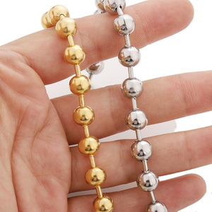 Cadena de acero inoxidable con cuentas de 8 mm, chapada en oro, con forma de bola, accesorios de joyería DIY para pulsera y collar de hombre - Product Image 3