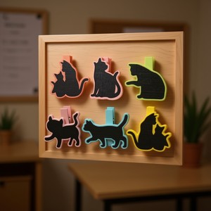 Ilan Mollette in Legno con Lavagna 3.5cm 6pz a Forma di Gatto per Lavagna - Product Image 2