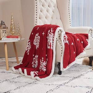 Manta de forro polar Jacquard Sherpa suave para calentar el invierno de doble capa personalizada para el sofá del hogar - Product Image 2