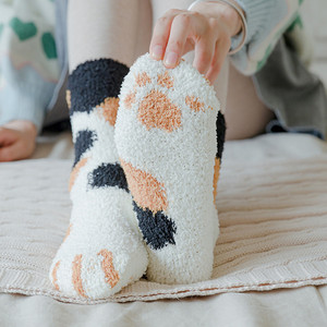 2024 Winter <strong>Warm</strong> Cute Animal Paw <strong>Custom</strong> Pattern Fluffy Thick <strong>Warm</strong> Women <strong>Fuzzy</strong> Crew <strong>Socks</strong>,Furry <strong>Socks</strong> for the Cold - Product Image 2