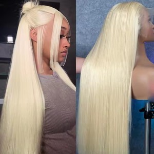 Perruques Lace Front 12A en Cheveux Naturels <span class=keywords><strong>Blond</strong></span> Miel, Perruque Frontale Transparente HD 13x4, Perruques en Cheveux Humains 613 pour Femmes Noires - Product Image 2