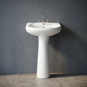 Lavabo de Pedestal de Cerámica Ecológico Resistente al Agua con Desagüe, Lavabo de Baño Fijado a la Pared - Product Image 2