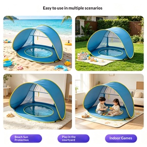 Tente de <span class=keywords><strong>camping</strong></span> pliable portable anti-UV en polyester jaune, abri solaire pour enfants, <span class=keywords><strong>piscine</strong></span> pour bébés, simple couche - Product Image 2