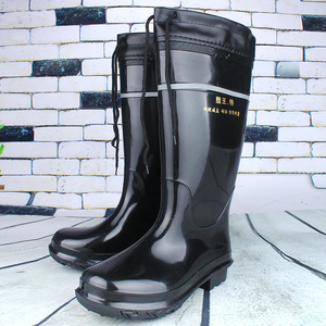 Botas de lluvia de invierno para hombre, de caña alta, negras, con forro grueso, cálidas, cómodas y fáciles de poner, para clima frío. - Product Image 2